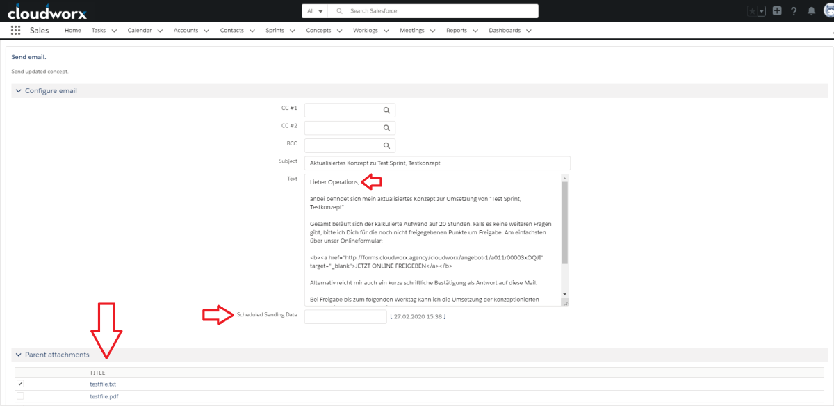 Versenden der E-Mails